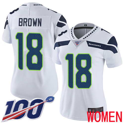 Seattle Seahawks Limited White Women Jaron Brown Road Jersey NFL Football #18 100th Season Vapor Untouchable
